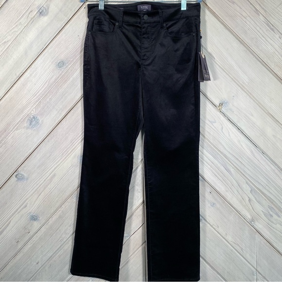 NYDJ  Black Velvet Marilyn Straight Leg Pant - Picture 2 of 14